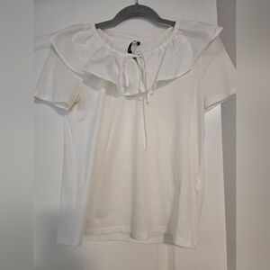 ZARA White Ruffled Women's Top